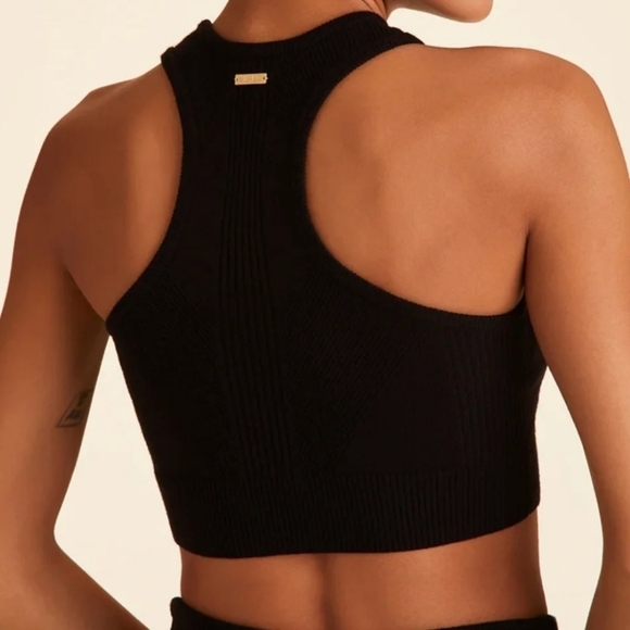 Alala Black Goddess Cashmere Blend Crew Neck Racerback Crop Top Knit Tank NWOT M - Picture 11 of 11